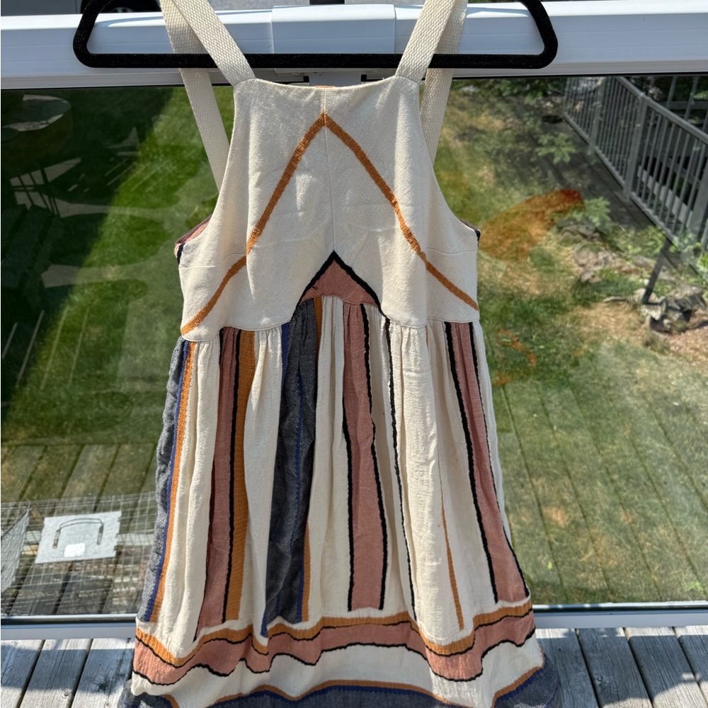 Free People Cream and Pink Sundress Sleeveless Midi